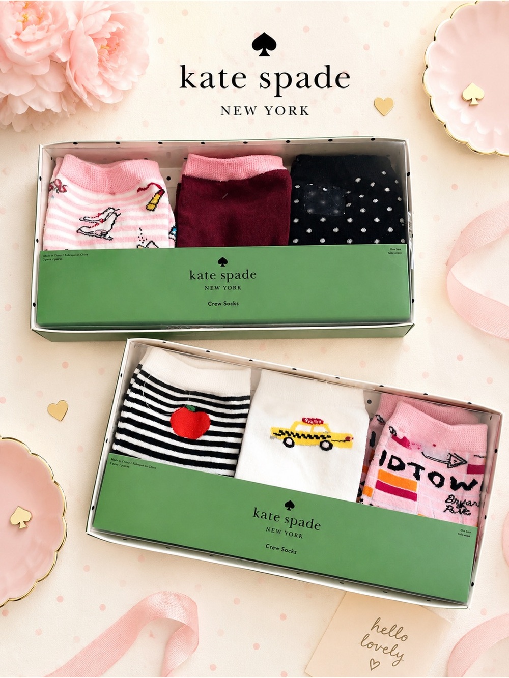 kate spade New York Crew Sock Gift Sets NIB